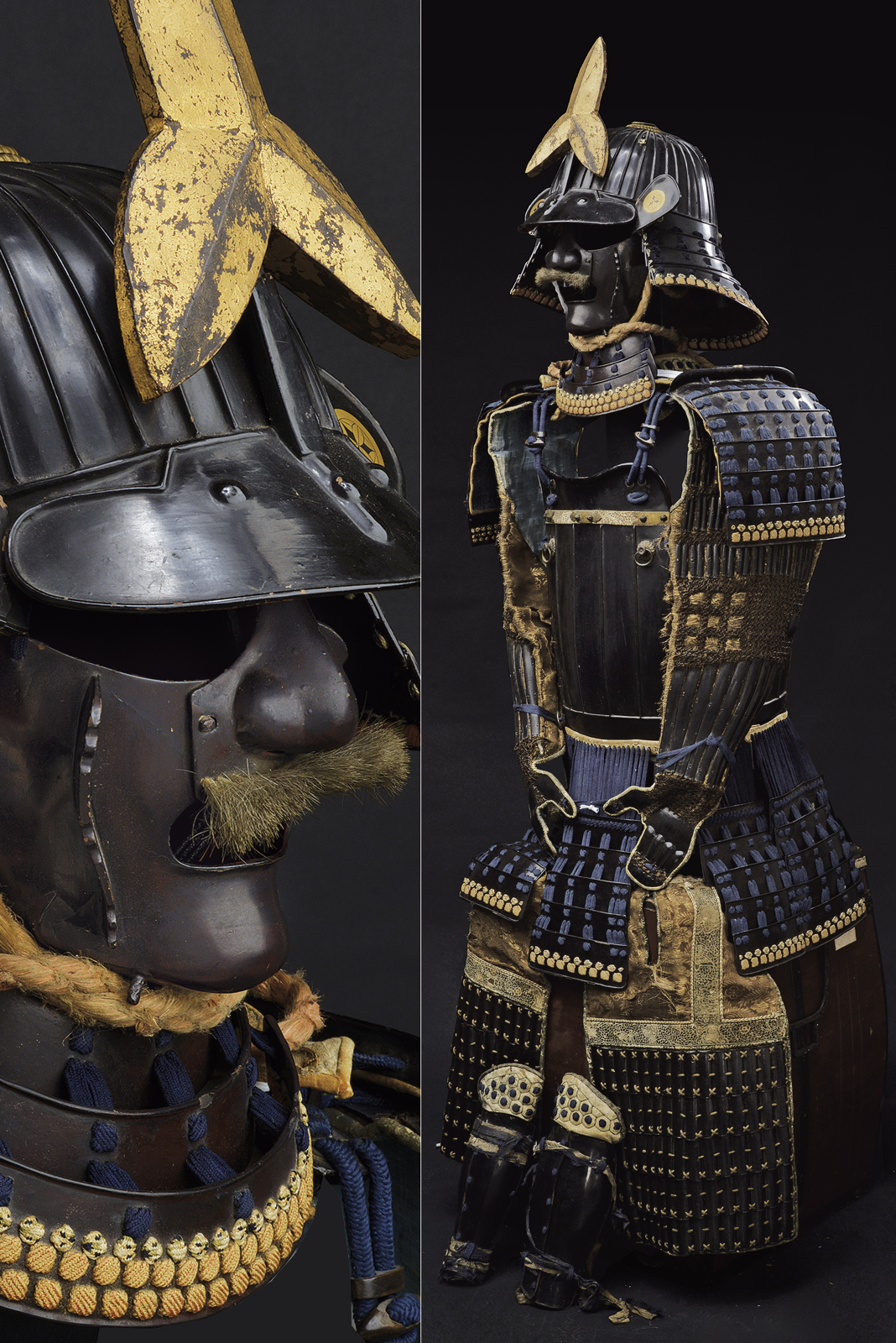 Yoroi (armatura da samurai) con bel Menpo e Yoroi-bitsu
