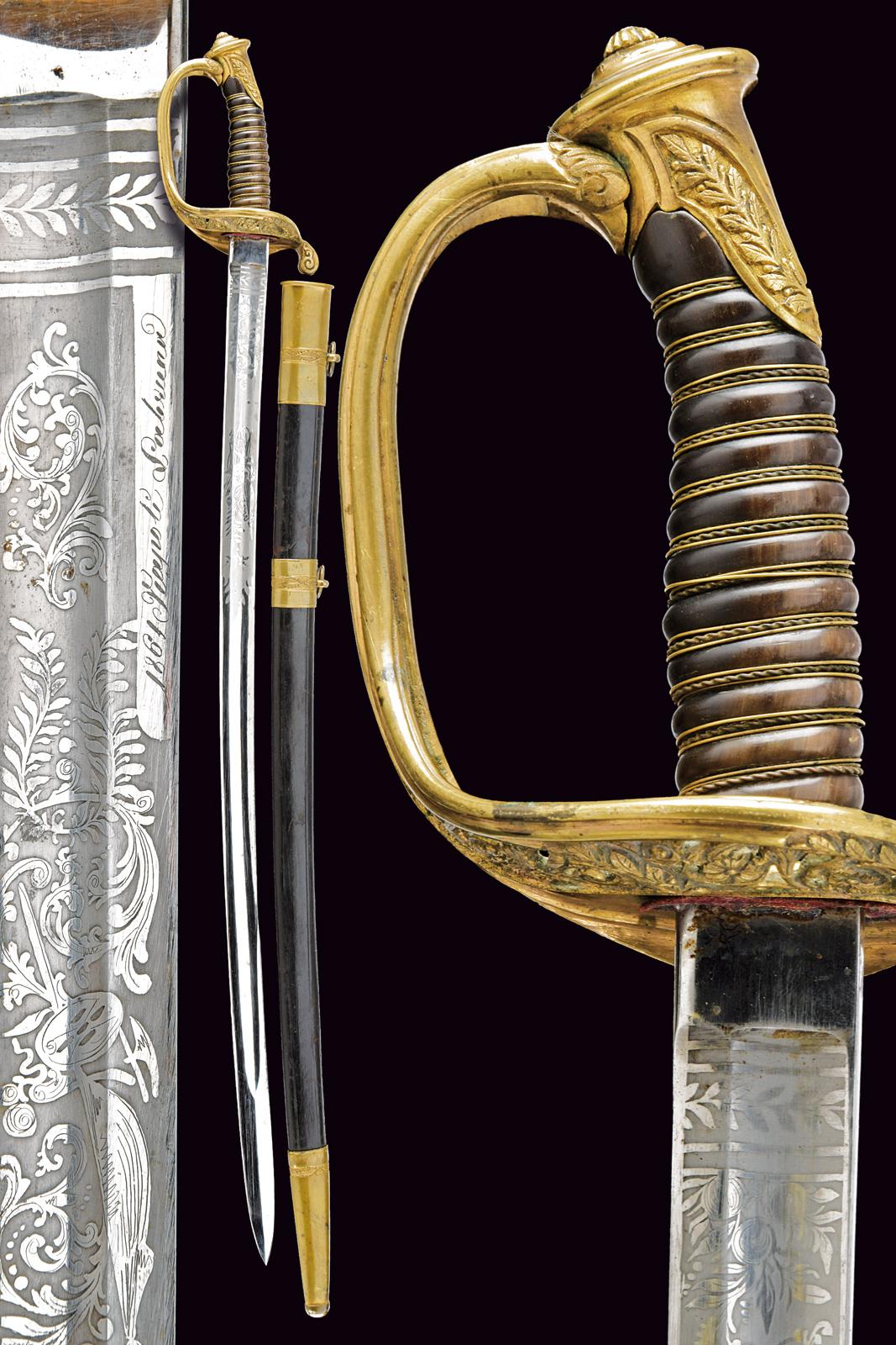Bellissima sciabola di Labruna da ufficiale, sul modello 1845 francese