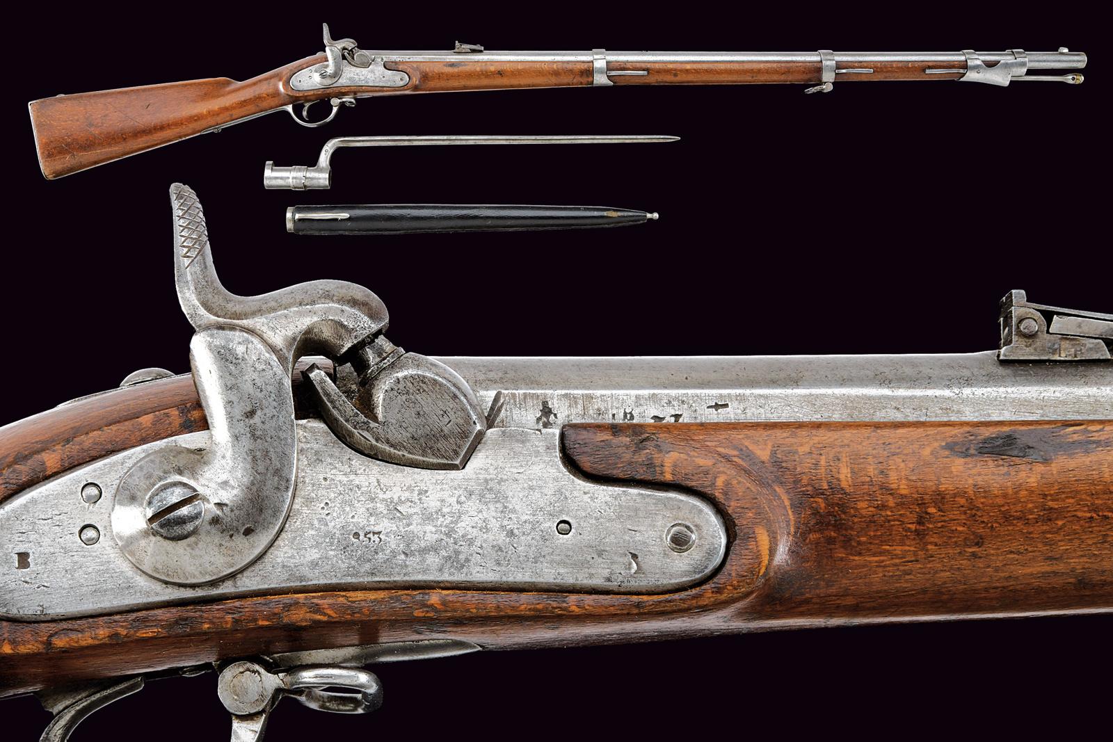 Raro fucile Lorenz da cadetto mod. 1854 con baionetta