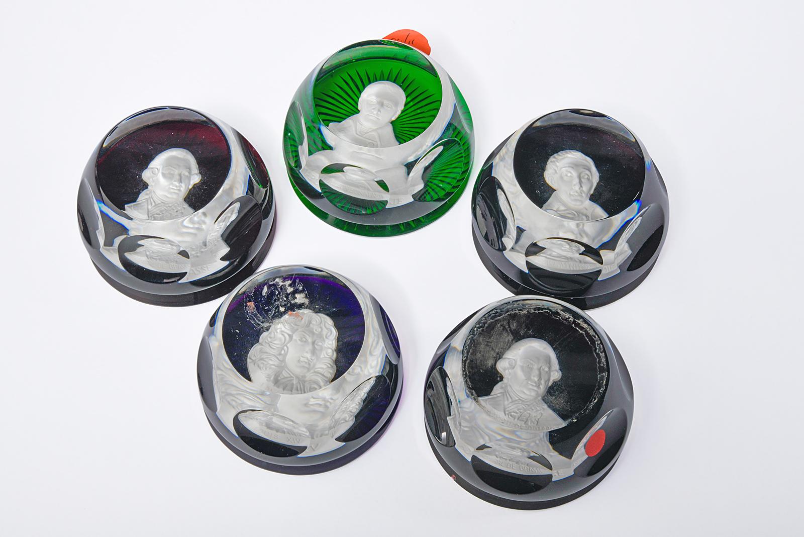 Serie di fermacarte in vetro Baccarat "Franklin Mint"
