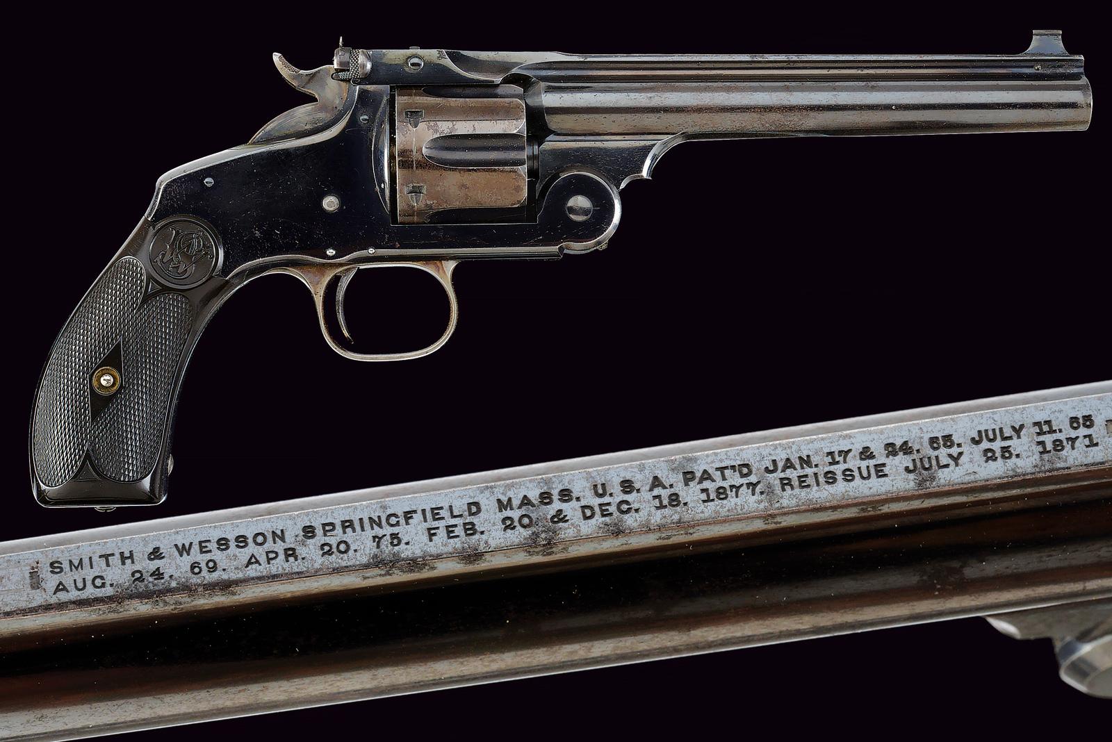 S&W New Model No. 3 Single Action Revolver per il tiro al bersaglio, in raro calibro