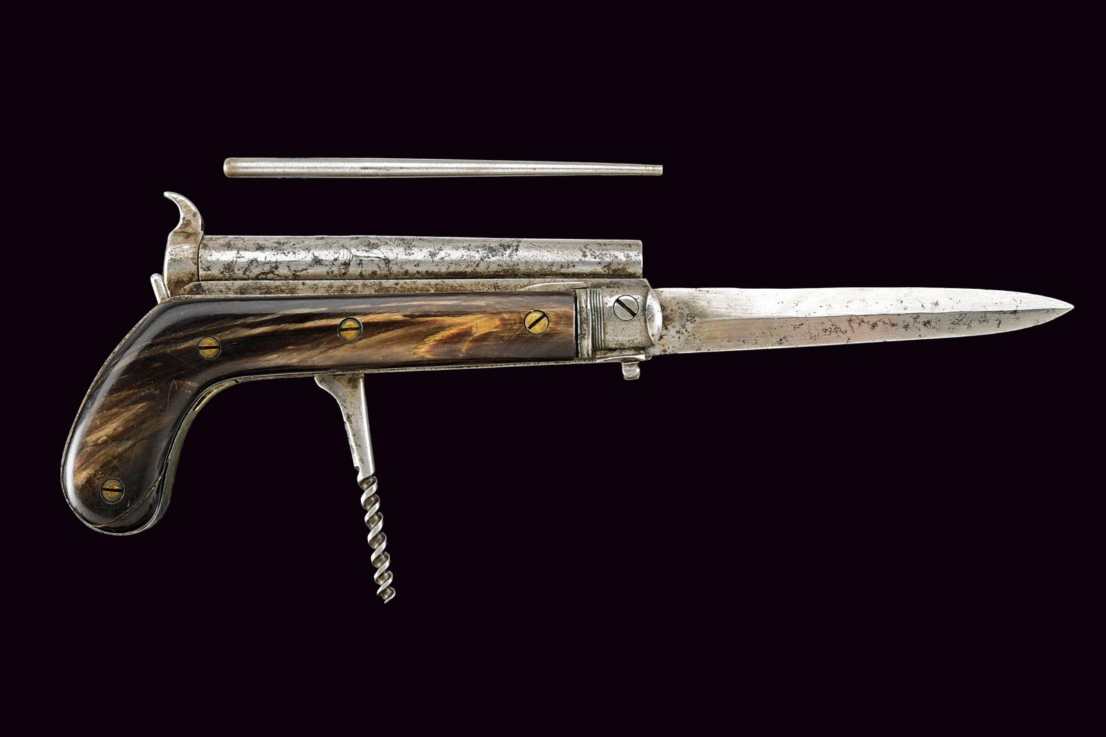 Interesante pistola-coltello a luminello 