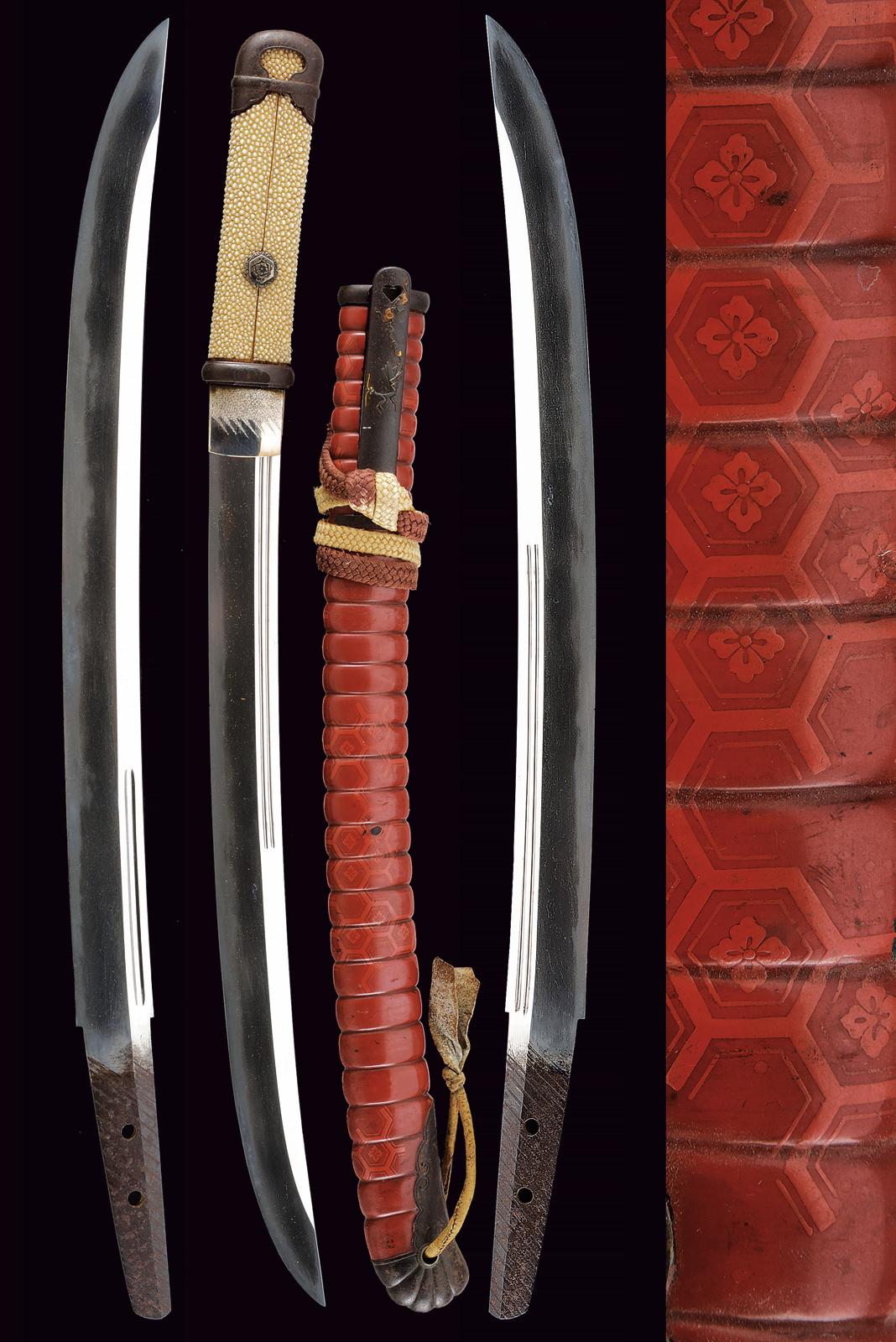 Bellissimo ko-wakizashi di scuola Mino con Mon di Oda Nobunaga