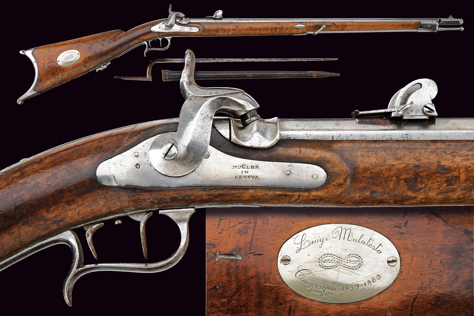 Carabina a luminello del tipo svizzero mod. 1851 con baionetta