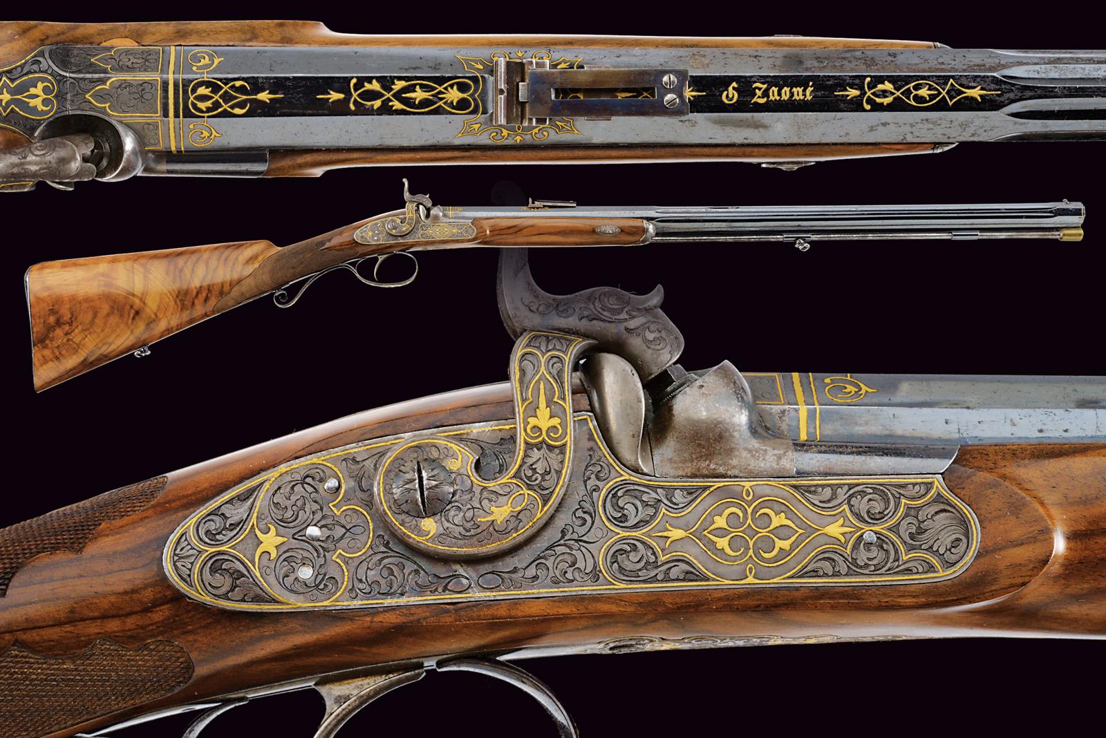 Bellissimo ed elegante fucile da tiro a luminello di G. Zaoue