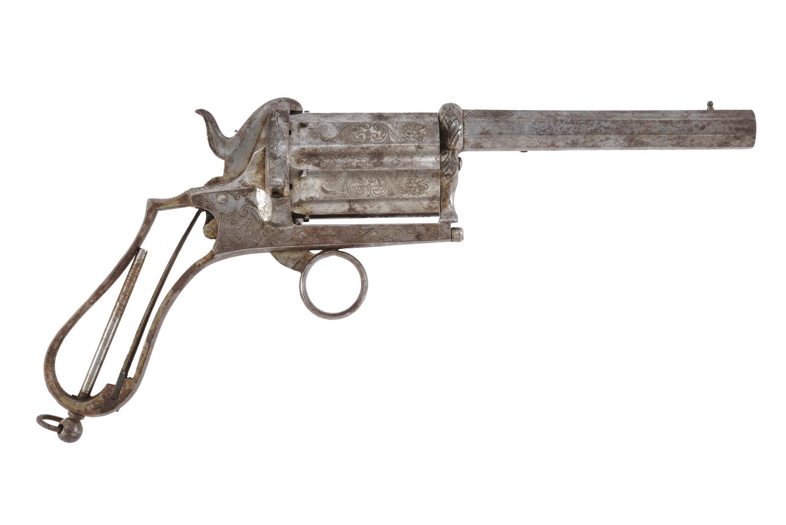 Raro perpperbox revolver a spillo di grosso calibro 