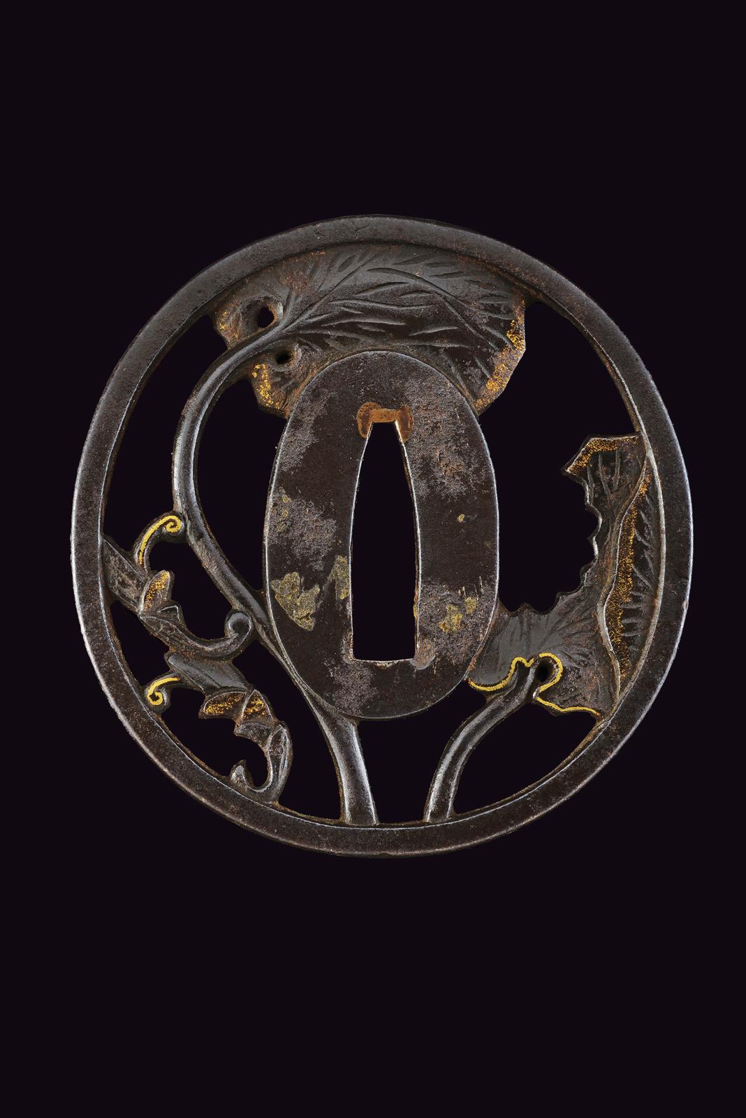 Tsuba con motivo di aoi e myoga