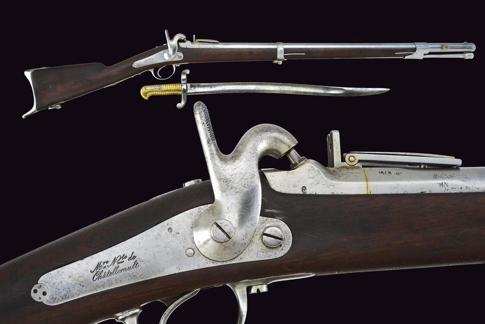 Raro fucile a luminello da ramparo mod. 1842 con baionetta, detto "Grosse carabine"