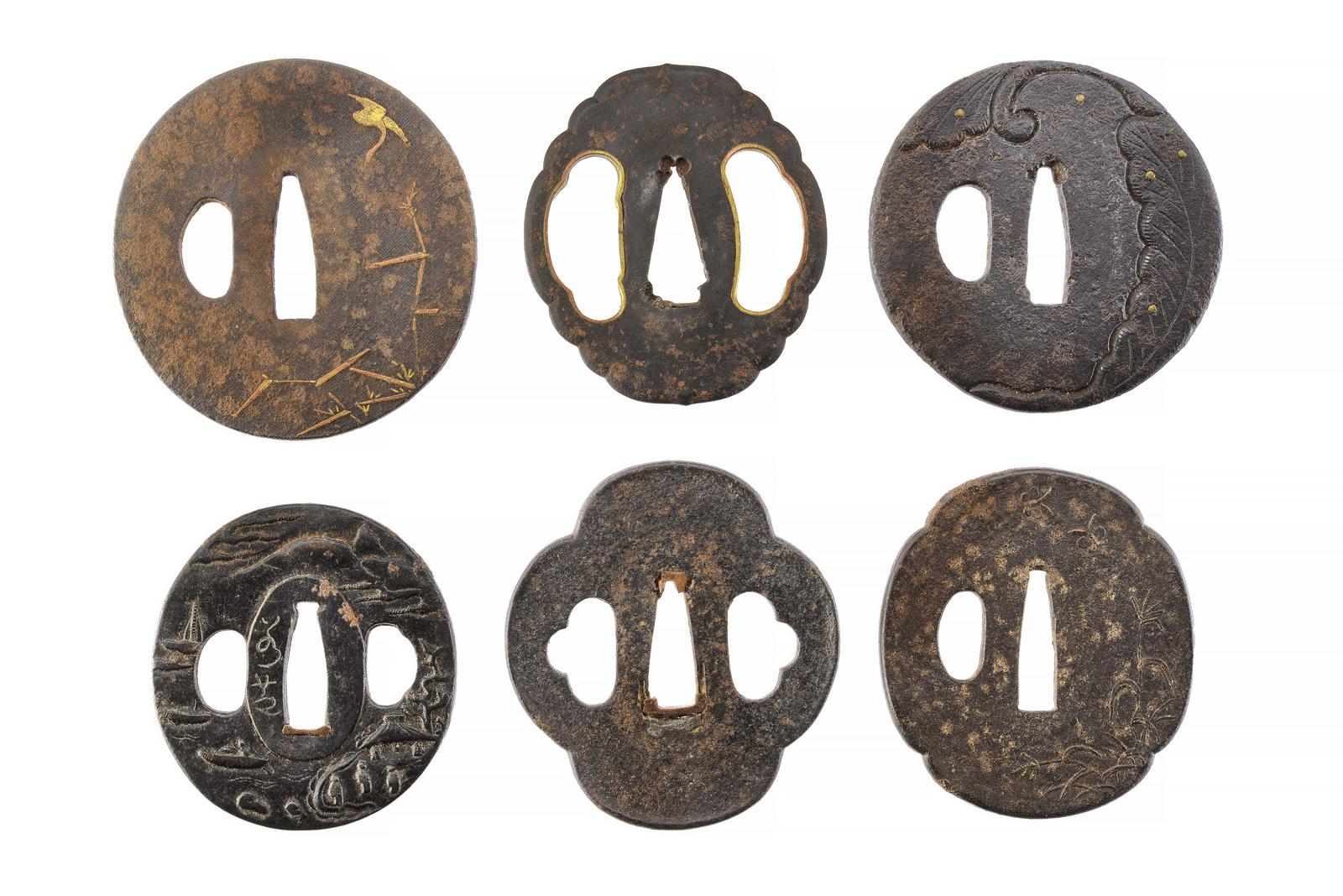 Lotto di sei Tsuba