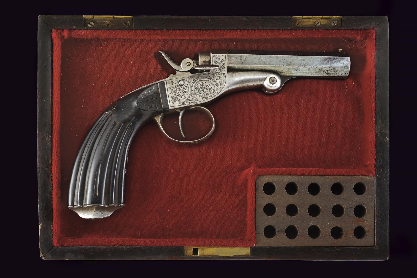 Interessante pistola a retrocarica in cassetta