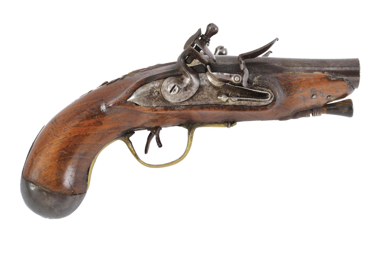 Pistola a pietra focaia a due canna da viaggio