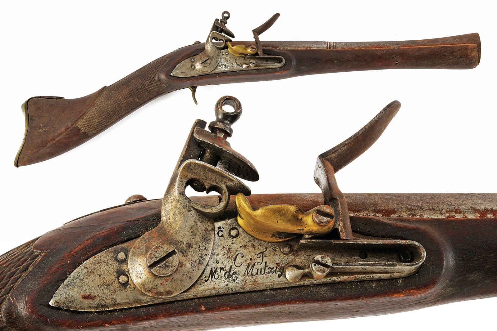 Tromboncino a pietra focaia con batteria militare francese